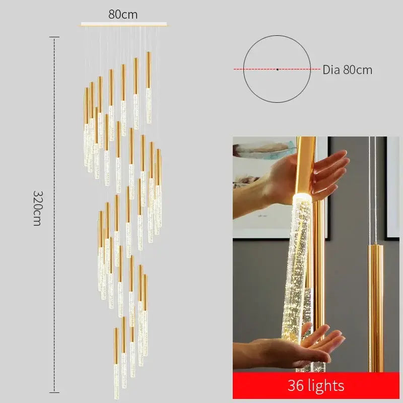Modern decorbites crystal gold chandelier living room glass rod light
