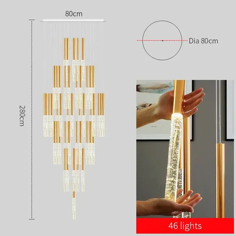 Modern decorbites crystal gold chandelier living room glass rod light