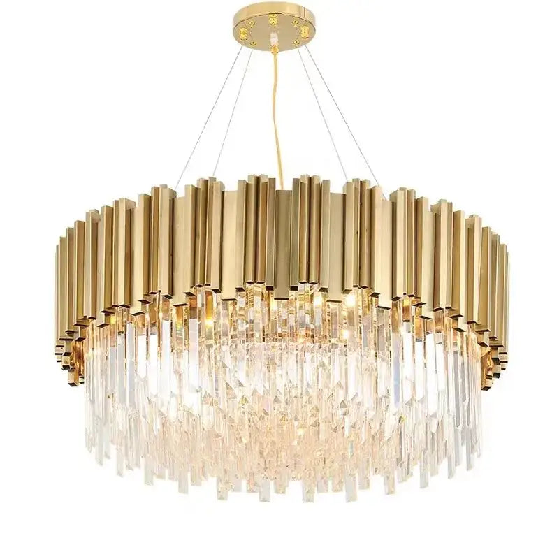 Modern decorbites crystal gold chandelier living room rectangular light