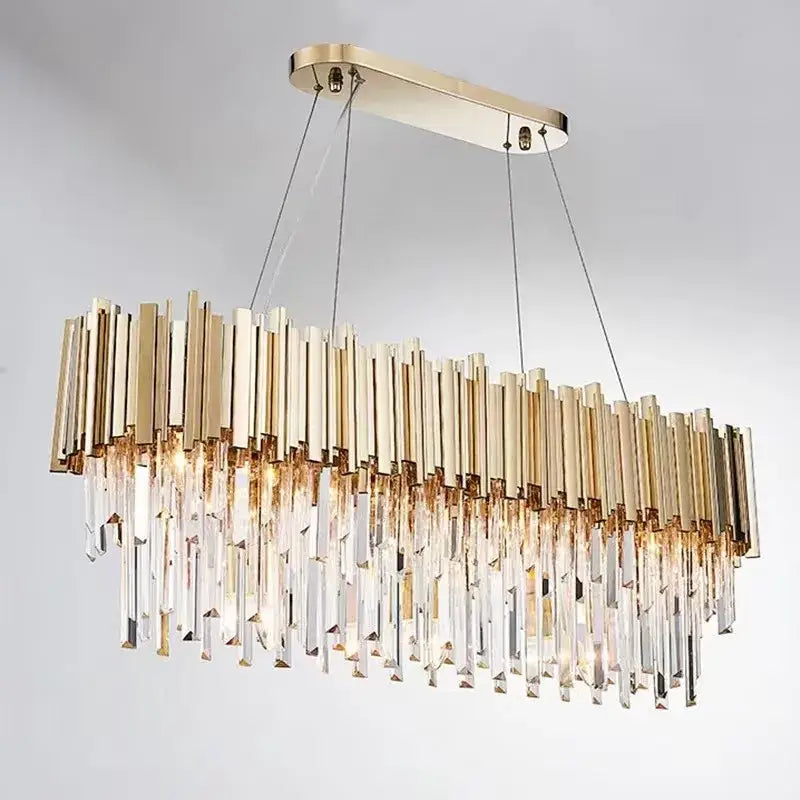 Modern decorbites crystal gold chandelier living room rectangular light