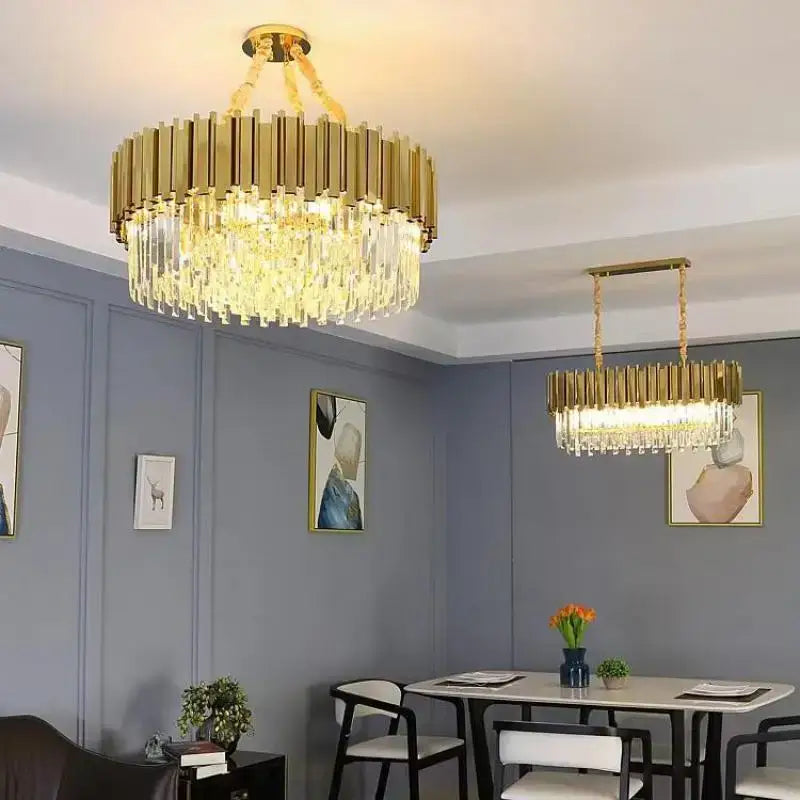 Modern decorbites crystal gold chandelier living room rectangular light