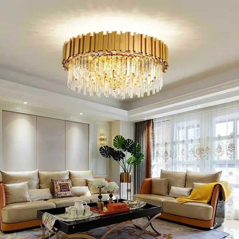 Modern decorbites crystal gold chandelier living room rectangular light
