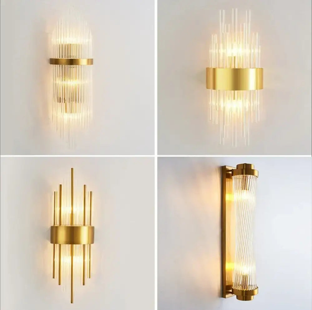 Modern decorbites crystal gold led wall sconce bedroom light