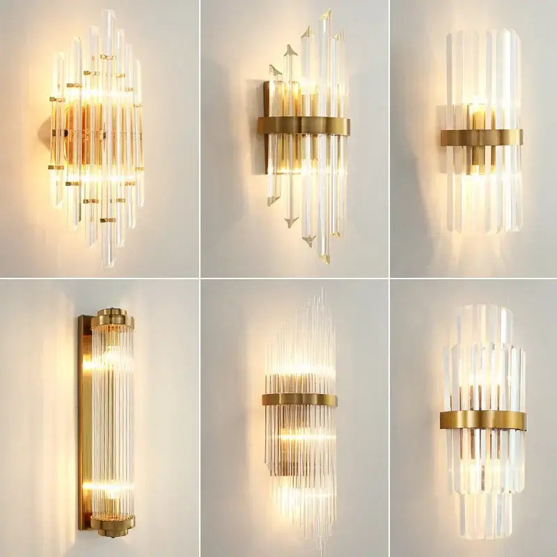 Modern decorbites crystal gold led wall sconce bedroom light