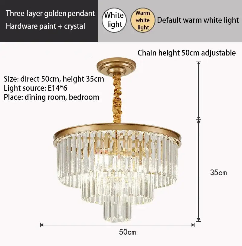 Modern decorbites crystal gold multi-tiered chandelier dining room led