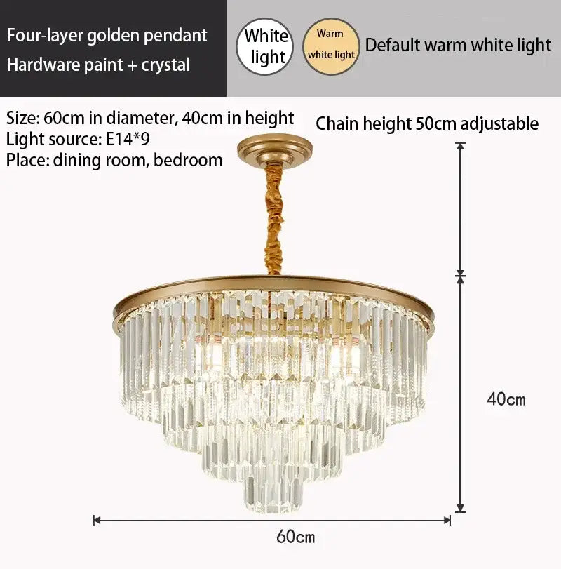 Modern decorbites crystal gold multi-tiered chandelier dining room led