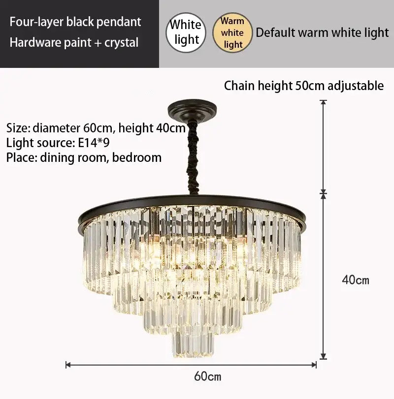 Modern decorbites crystal gold multi-tiered chandelier dining room led