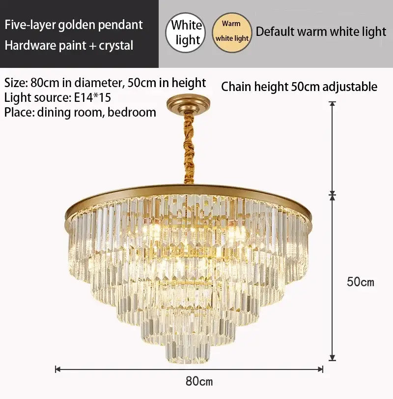 Modern decorbites crystal gold multi-tiered chandelier dining room led