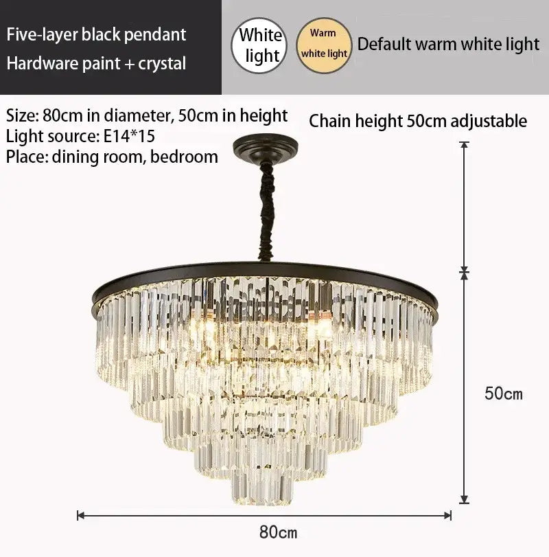 Modern decorbites crystal gold multi-tiered chandelier dining room led