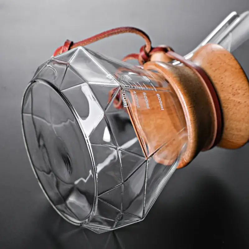 Modern decorbites glass coffee maker kitchen drip pot with wood collar