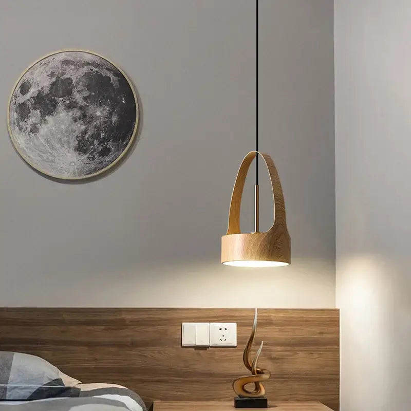 Modern decorbites led wood grain chandelier dining room pendant light