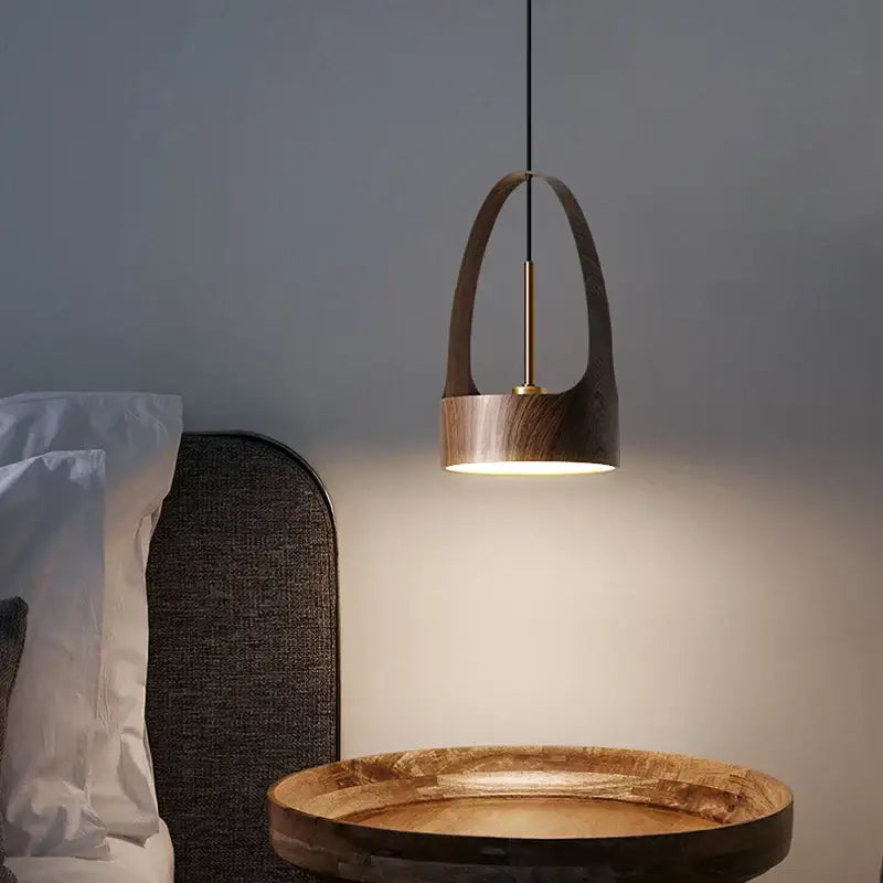 Modern decorbites led wood grain chandelier dining room pendant light