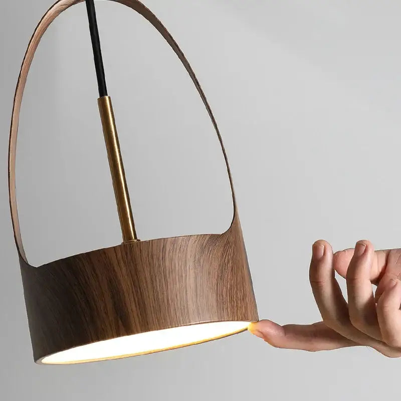 Modern decorbites led wood grain chandelier dining room pendant light