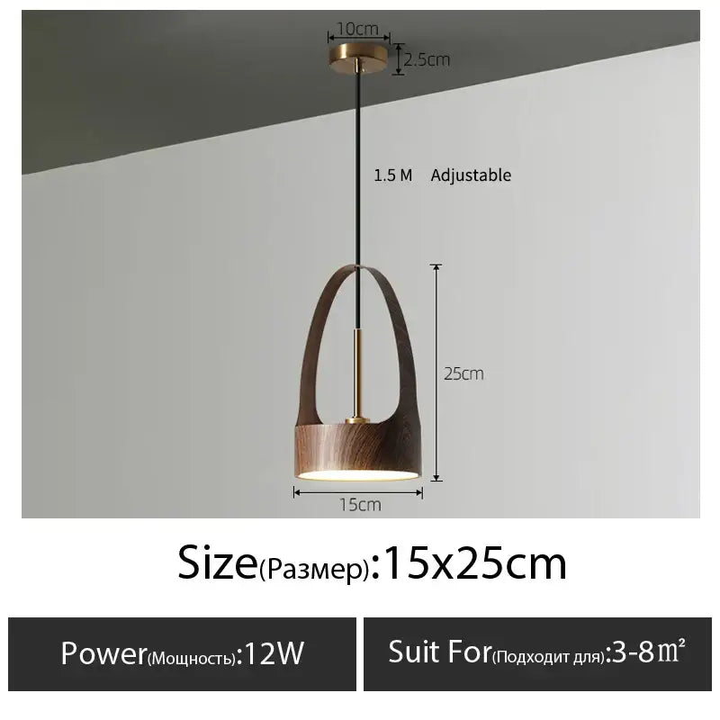 Modern decorbites led wood grain chandelier dining room pendant light