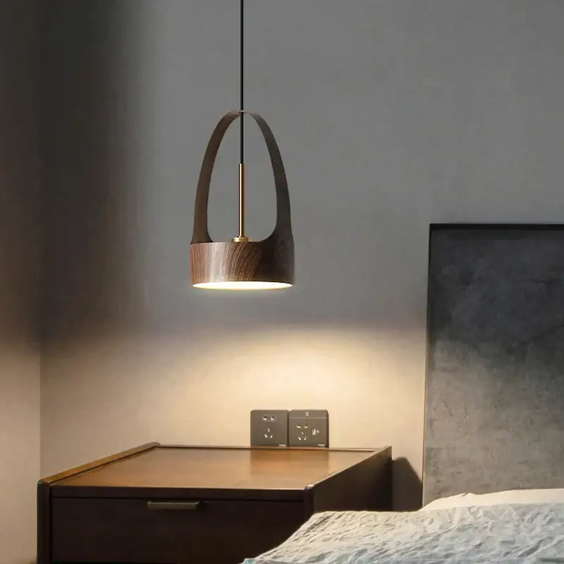 Modern decorbites led wood grain chandelier dining room pendant light