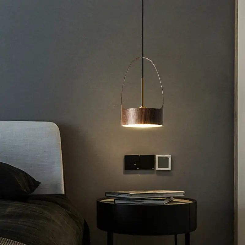 Modern decorbites led wood grain chandelier dining room pendant light