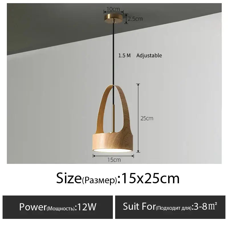 Modern decorbites led wood grain chandelier dining room pendant light