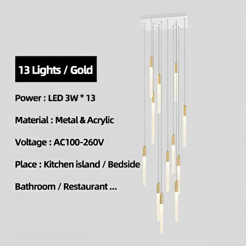 Modern decorbites luxe gold tube chandelier dining room lighting