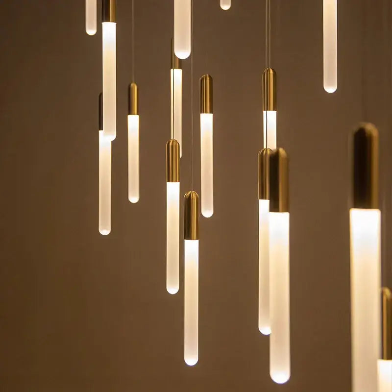 Modern decorbites luxe gold tube chandelier dining room lighting