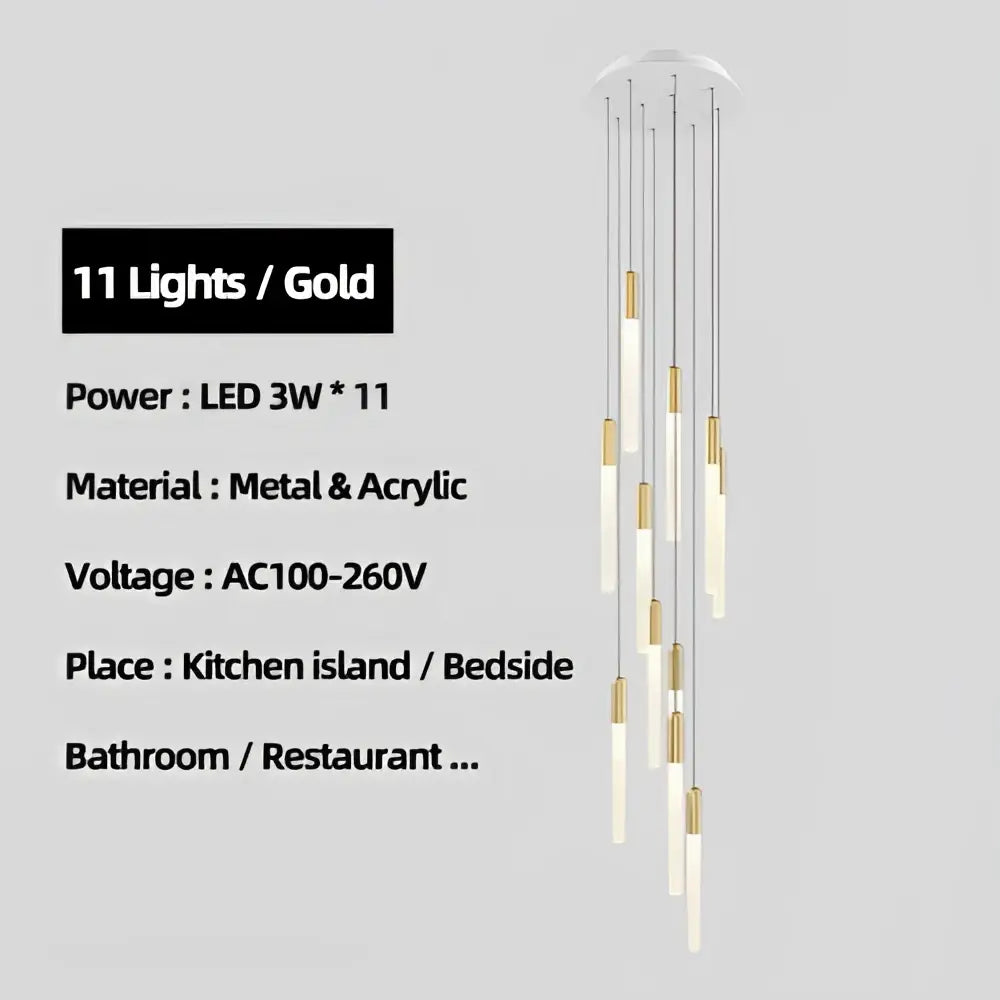 Modern decorbites luxe gold tube chandelier dining room lighting