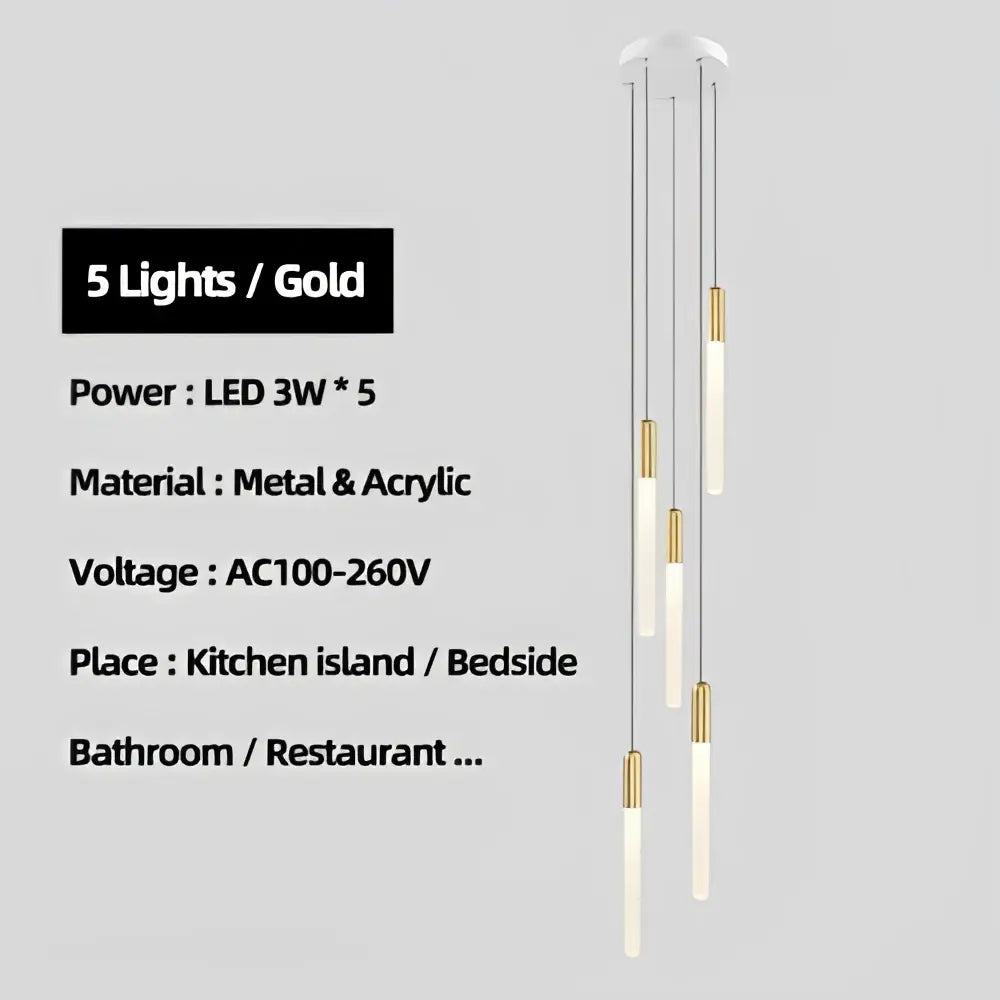Modern decorbites luxe gold tube chandelier dining room lighting