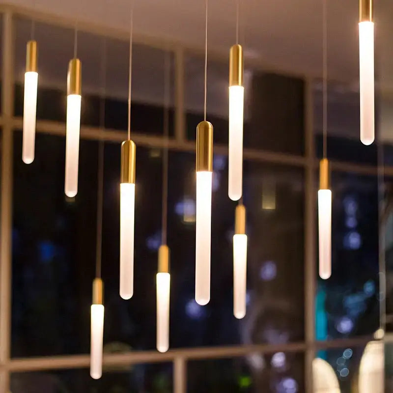 Modern decorbites luxe gold tube chandelier dining room lighting