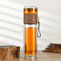 Modern double layer glass tea infuser bottle kitchen tumbler set