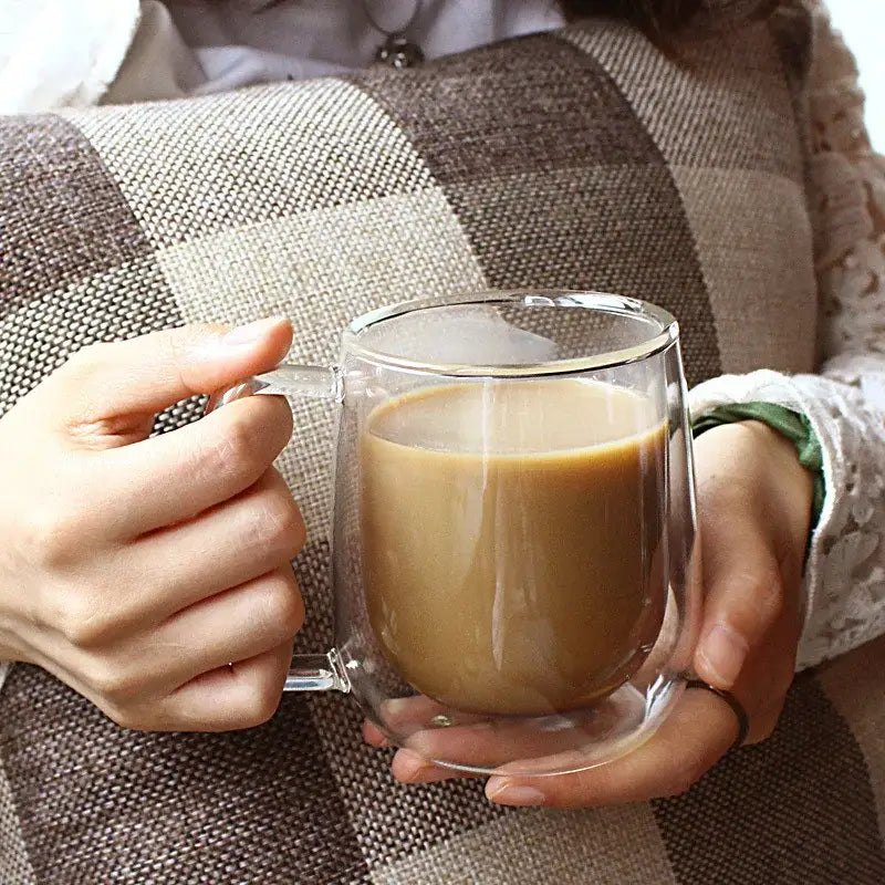 Modern double walled glass coffee mug kitchen drinkware cup
