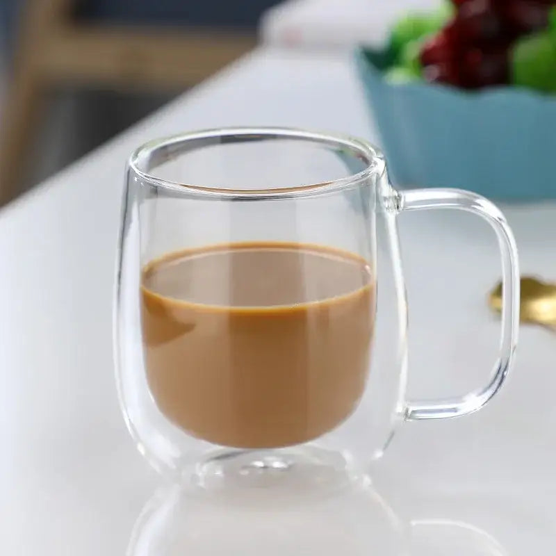 Modern double walled glass coffee mug kitchen drinkware cup