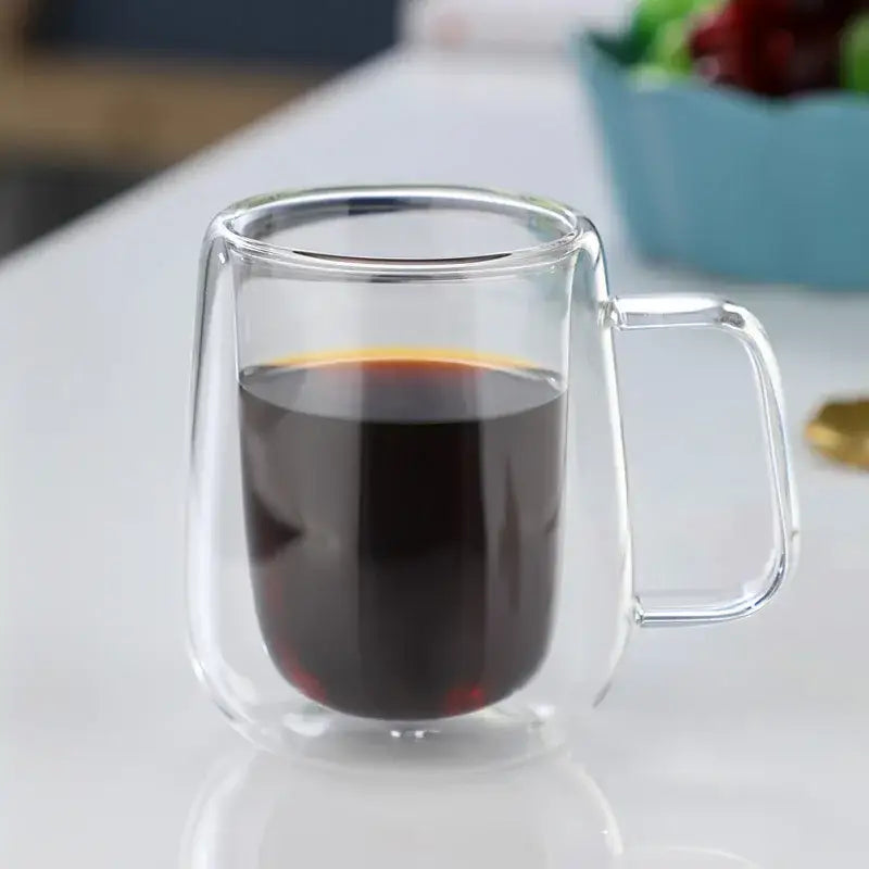 Modern double walled glass coffee mug kitchen drinkware cup