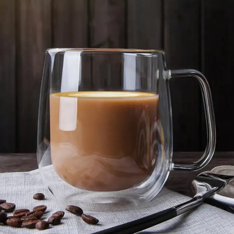 Modern double walled glass coffee mug kitchen drinkware cup