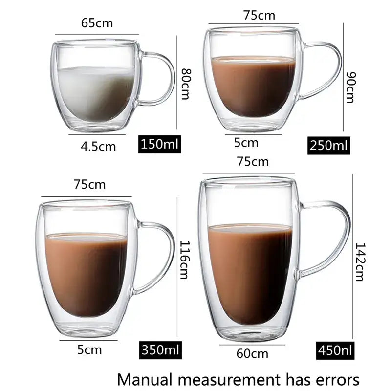 Modern double walled glass coffee mug kitchen drinkware cup