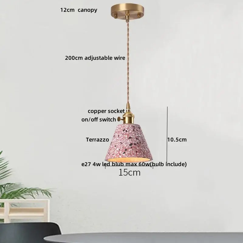 Modern earthy terrazzo stone led pendant light set for dining room
