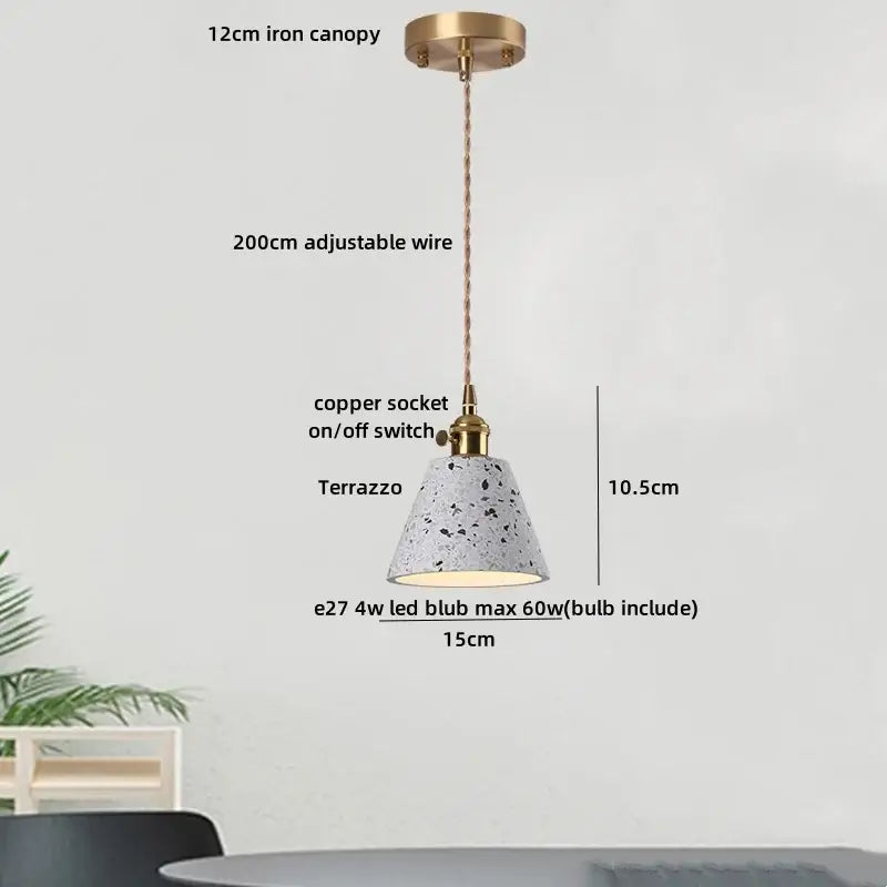 Modern earthy terrazzo stone led pendant light set for dining room
