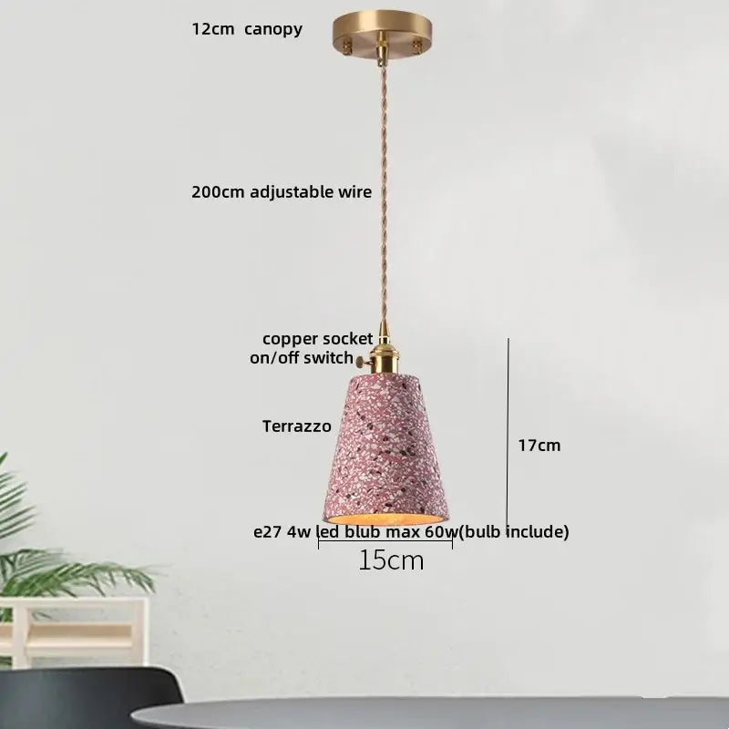 Modern earthy terrazzo stone led pendant light set for dining room