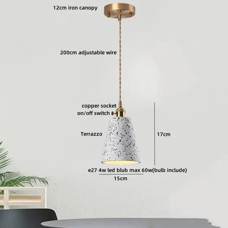 Modern earthy terrazzo stone led pendant light set for dining room