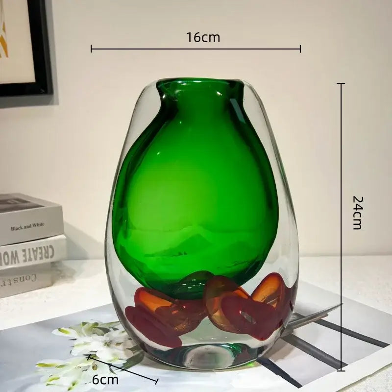 Modern emerald clear fruit tray vase living room glass decor
