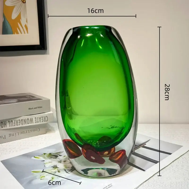 Modern emerald clear fruit tray vase living room glass decor