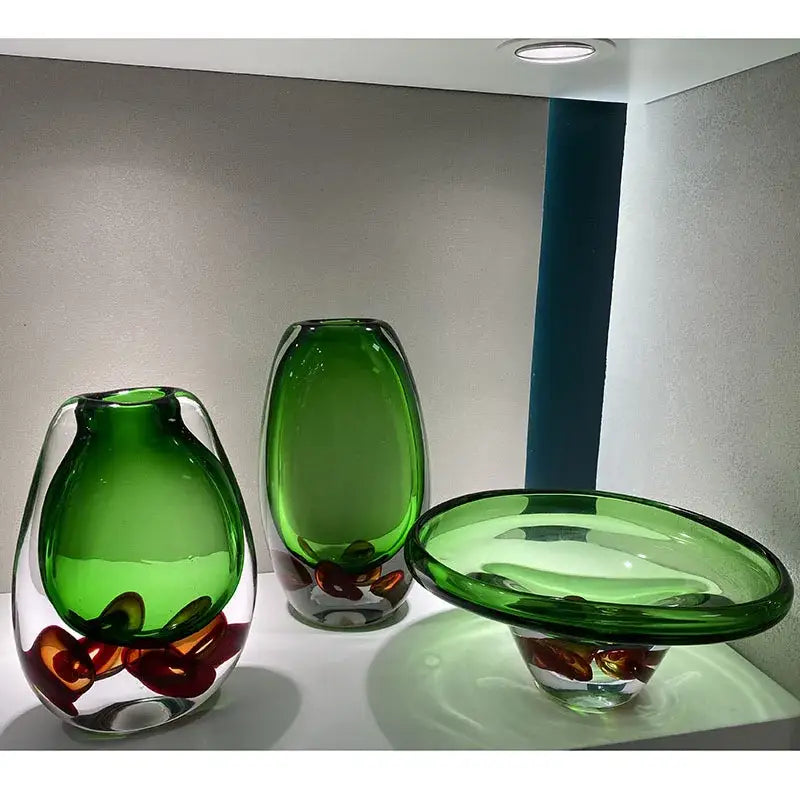 Modern emerald clear fruit tray vase living room glass decor