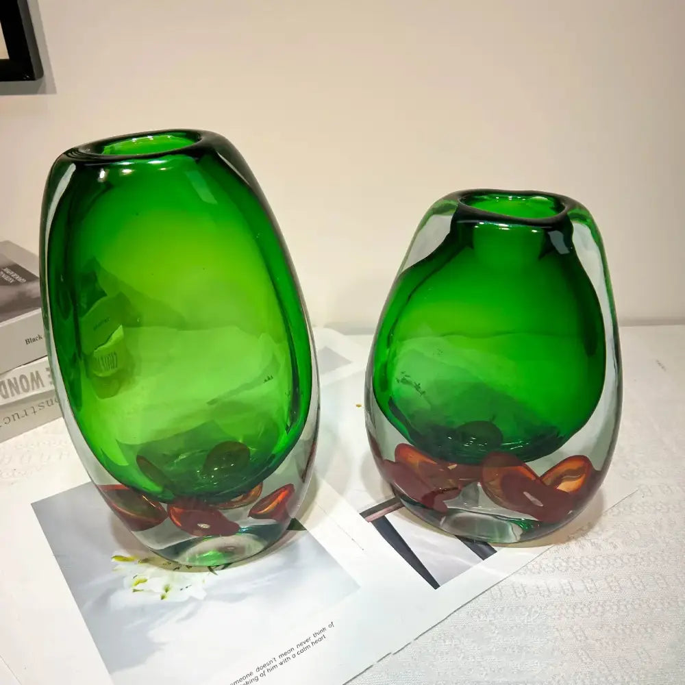 Modern emerald clear fruit tray vase living room glass decor