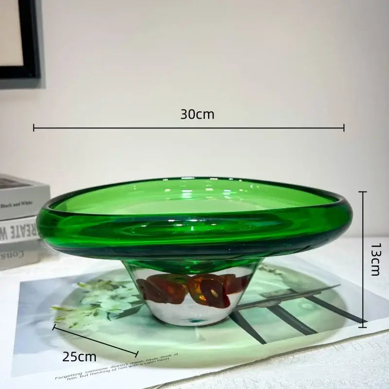 Modern emerald clear fruit tray vase living room glass decor