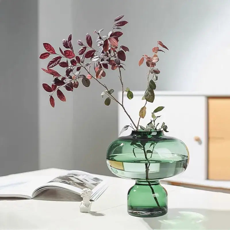 Modern emerald green gourd vase living room glass terrarium set