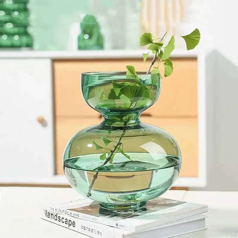 Modern emerald green gourd vase living room glass terrarium set
