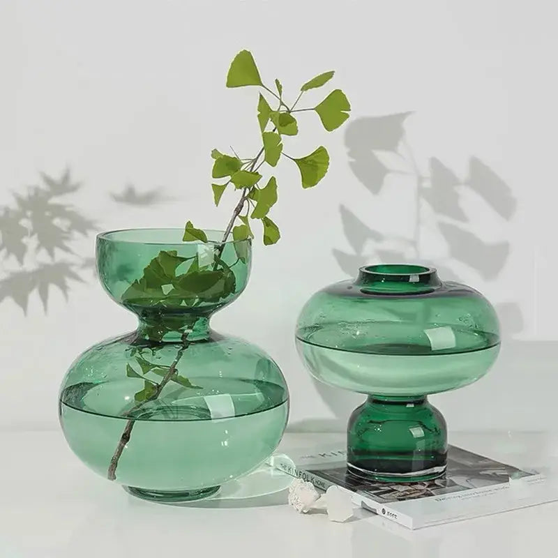 Modern emerald green gourd vase living room glass terrarium set