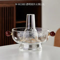 Modern etched glass hotpot with red wood handles kitchen cookware