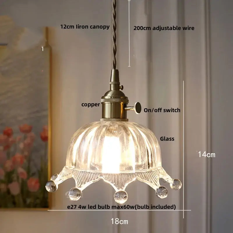 Modern faceted clear glass pendant lamp kitchen knob switch