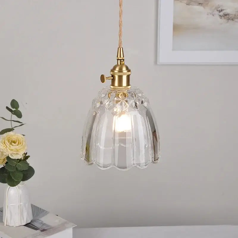 Modern faceted glass knob led pendant lamp for living room