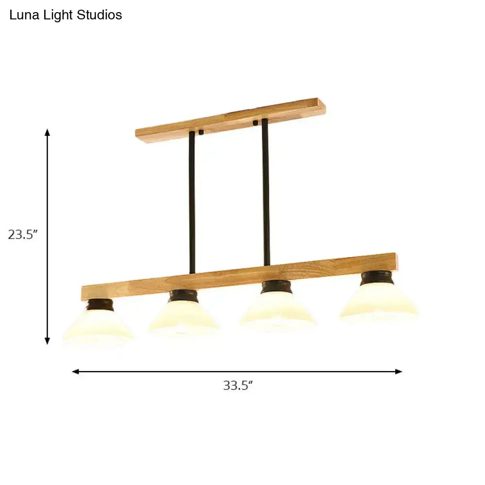 Modern farmhouse wooden cone linear pendant light kitchen island