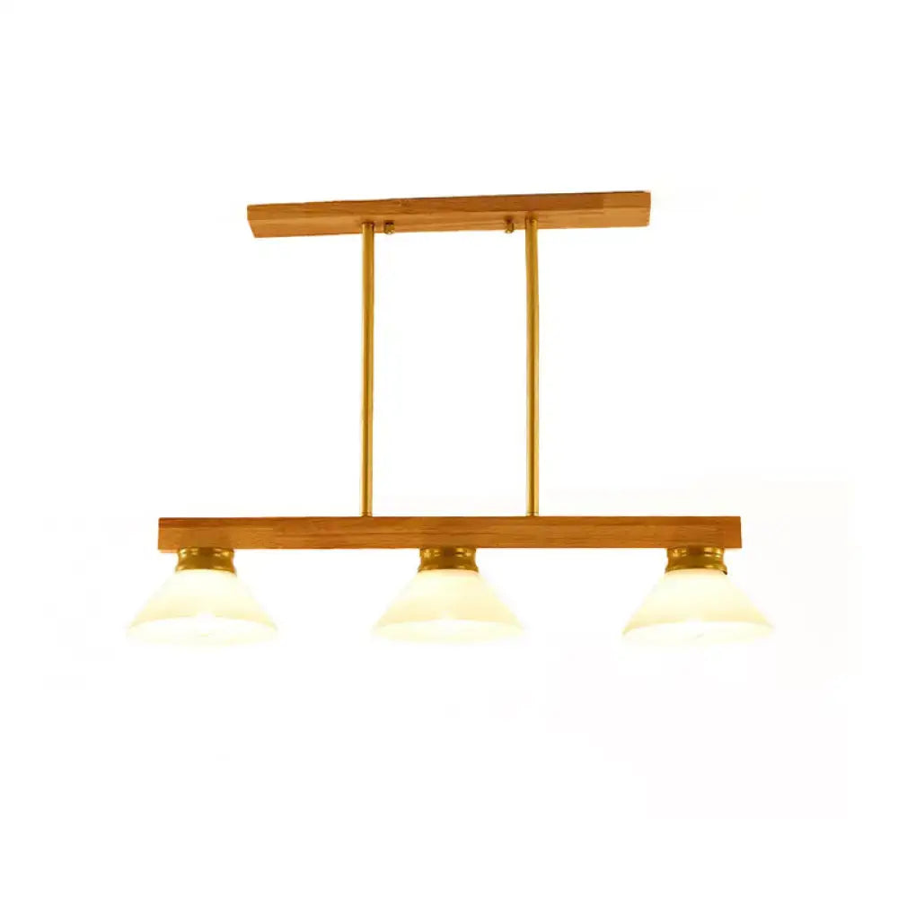 Modern farmhouse wooden cone linear pendant light kitchen island