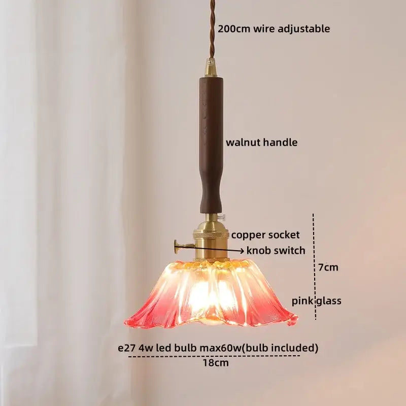Modern fluted yellow glass pendant light dining room led walnut copper